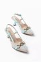 Women's Linen Casual Open Back Buckle Comfortable Heeled Shoes - 2