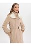 Women's Inflatable Coat with Fur Collar and Belt Detail 12764 - 3