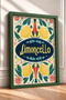 Limoncello Written Lemon and Flower Pattern Framed Painting Italy Poster Wall Decor Itn031 - 2