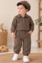 Bohemian Style Gabardine Fabric Shirt, Lycra Trousers and Hat 3-Piece Set