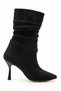 Women's Bellows High Thin Heeled Suede Zippered Comfort Boots - 5