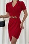Crepe Evening Dress Mini Fabric Detailed Pearl Dress - 3