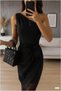 Crepe One-Shoulder Fabric Belted Dress - 2