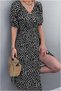 Double-Breasted Midi Sleeve Collared Short Slit Dress - 2