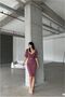 Crepe Belted V-Neck Evening Dress with Fabric Collar - 5