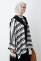 Striped Shoulder Scarf Black Set - 5