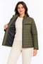 Women's Stand Collar Water Repellent Padded Quilted Three-Pocket Coat Jacket - Khaki - 3