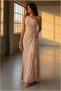 Single Belted Evening Dress Off Shoulder Maxi Dress - 4