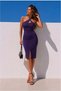 Krep Strapless Evening Dress Midi Fabric Slit Dress