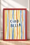 Ciao Bella Written Colorful Lines Framed Painting Italy Poster Living Room Kitchen Wall Decor Itn033 - 3