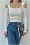 Flexible Sandy Long Sleeve Fabric Collar Square Blouse - 4