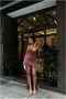 Double-Breasted Evening Dress with Collar Strap - 5