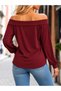 Women's Boat Neck Off the Shoulder Long Sleeve Stylish Blouse - 4