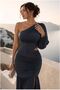 One Shoulder Draped Evening Dress - 5