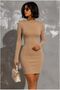 Sandy Long Sleeve Fabric Collar Cycling Dress - 4