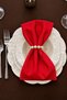 Red Set of 12 Fabric Napkins 45X45Cm |   25 Pieces with Pearl Ring and Bag |   Guest House and Dowry Tableware Presentation Napkin - 3