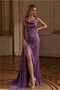 Satin Evening Dress Draped Fabric Collar Strap Dress