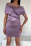 Satin Madonna Mini Fabric Collar Dress - 3