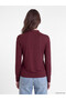 Peak New Season Plum-Colored Stand-Up Collar Ruched Blouse - 4