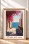 Strada Del Mare Written with Letters Begonvilli Street Framed Painting Italy Poster Wall Decor Itn025 - 3