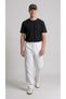 Men's Ecru Three-Strap Ruffled Waistband Baggy Sweatpants