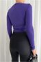 Square Collar Long Sleeve Blouse with Drawstring - 2