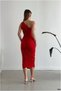 Crepe Evening Dress One-Shoulder Fabric Dress - 2