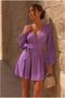 Double-Breasted Long Evening Dress with Sleeves and Mini Collar - 2