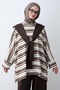 Striped Shoulder Scarf Bitter Brown Set - 2