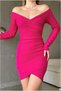 Double-Breasted Gathered Long Sleeve Mini Collar Dress - 5