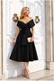 Satin Belted V-Neck Evening Dress with Fabric Collar and Straps - 2
