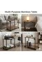 Bamboo Smart Stand Rolling Side Table with Universal Power Socket, USB-A & USB-C, Lockable Wheels, R - 3