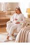 New Season Ecru Shawl Collar Easy Breastfeeding Design Long Sleeve Maternity Pajama Set