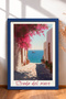 Strada Del Mare Written with Letters Begonvilli Street Framed Painting Italy Poster Wall Decor Itn025