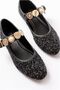 Women's Daily Towel Buckle Helmet Patterned Comfort Ballerinas - 4
