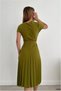 Crepe Sleeves Fabric Belted Collar Short Cycling Dress - 3