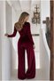 Flexible Double-Breasted Jumpsuit with Velvet Maxi Fabric and Belted Collar - 2
