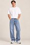 Men's Patterned Baggy Fit Wide Leg Jean Pants Relaxed Cut High Denim Jeans - 5