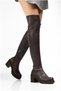 Women's Long Thick Stretch Durable Heeled Boots - 2