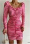 V Long Sleeve Collared Dress