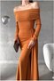 Flexible Evening Dress with Tail, Degaje Fabric, Collar, Crepe Dress - 4