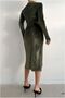 V Long Evening Dress with Sleeves and Slit at the Neckline - 3