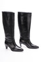 Women's Short Heeled Pointed Toe Skin Above Knee Boots - 2