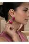 Women's Gold Framed Pearlescent Geometric Rectangular Earrings - Purple