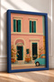 Rome Pizza Tabletop Sign with Facade and Classic Car Frame Table Italy Poster Wall Decor Itn028 - 2