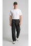 Men's Black Three-Strap Ruffled Waistband Baggy Sweatpants