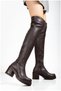 Women's Long Thick Stretch Durable Heeled Boots - 5