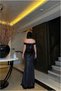 Crepe Evening Dress Low-Cut Fabric Collar Dress Fisherman - 4