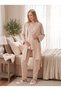 New Season Beige Shawl Collar Easy Breastfeeding Design Long Sleeve Maternity Pajama Set