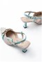 Women's Linen Casual Open Back Buckle Comfortable Heeled Shoes - 3